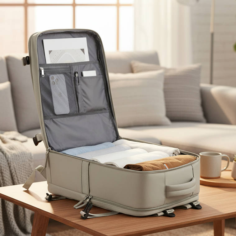 VoyageMate Carry-On Luggage With Smart Compartments And Travel-Friendly Design | Temsk