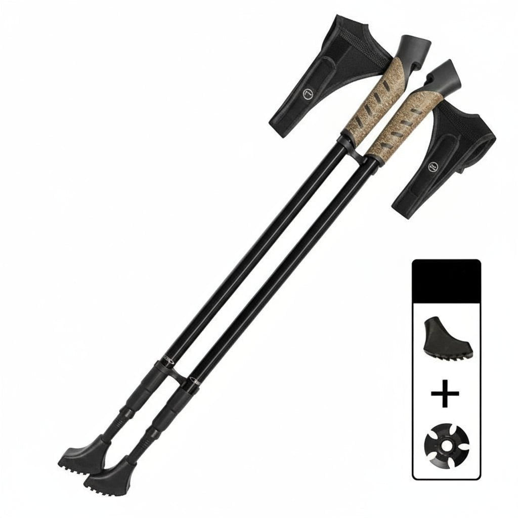 NorthCork Nordic Hiking Poles - Lightweight Telescopic Trekking Poles With Cork Handle | Temsk
