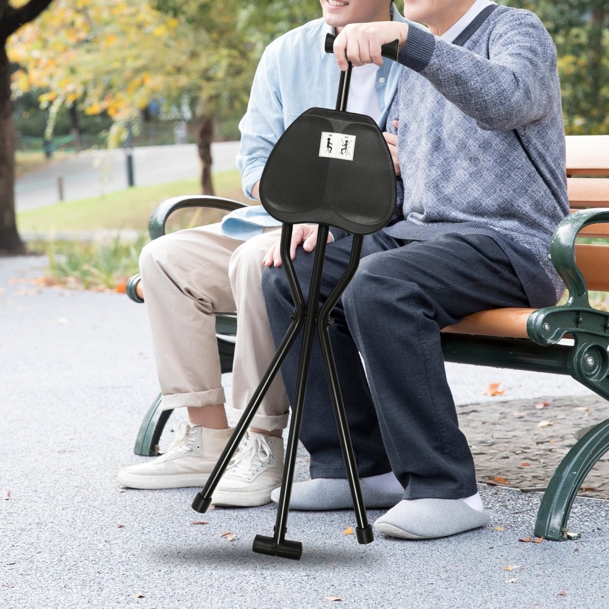 StrideSeat Foldable Walking Stick With Integrated Seat For On The Go Comfort | Temsk
