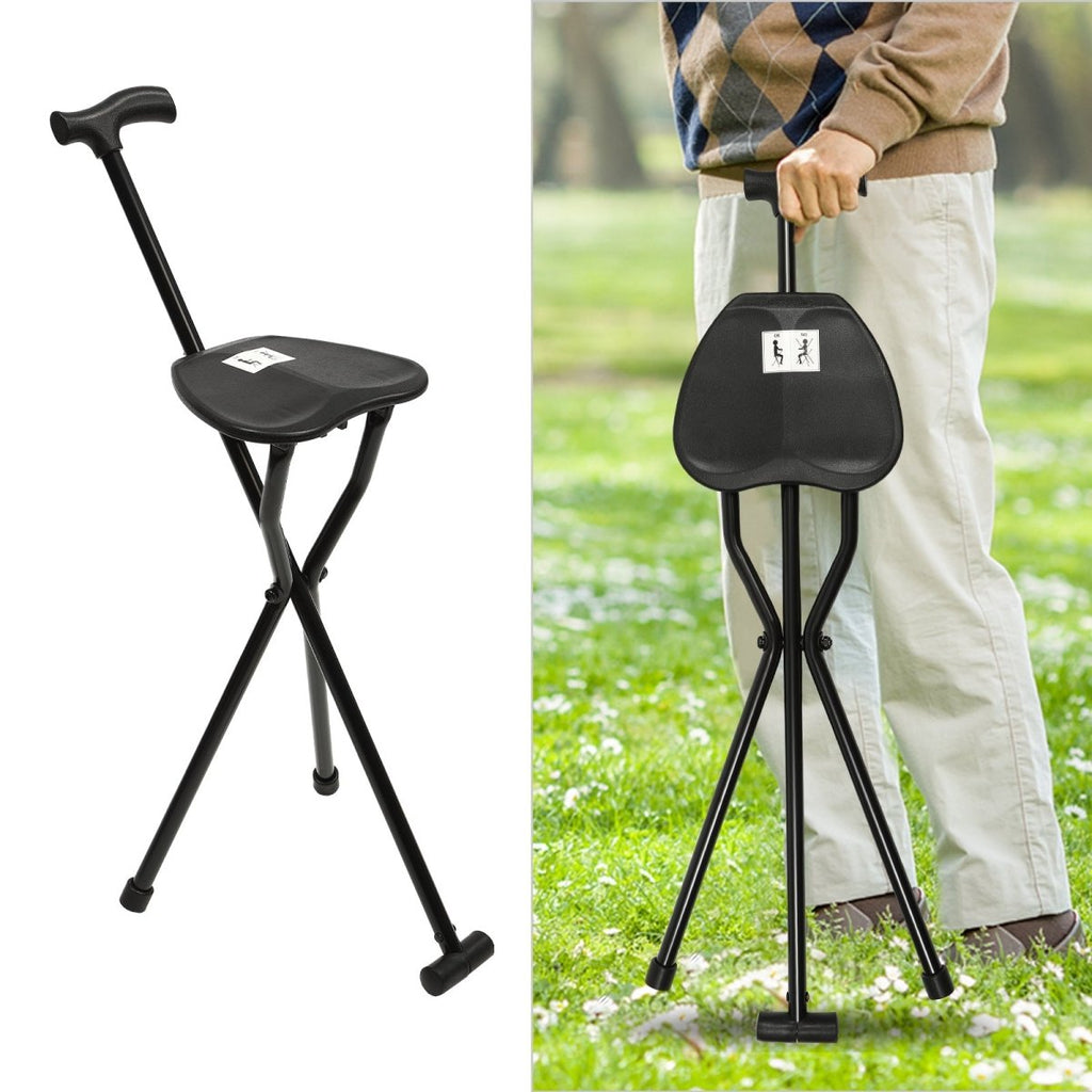 StrideSeat Foldable Walking Stick With Integrated Seat For On The Go Comfort | Temsk