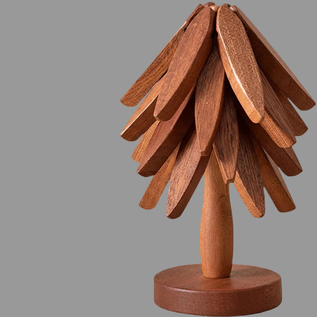 Wooden Folding Trivet Set With Tree Design For Heat Protection | Temsk