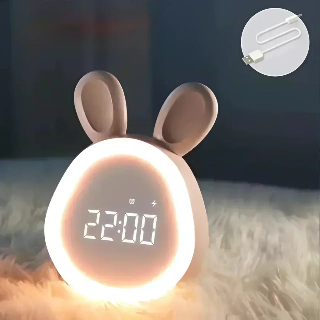 BrightPals Bunny Night Light With Built-In Clock USB Rechargeable For Kids | Temsk