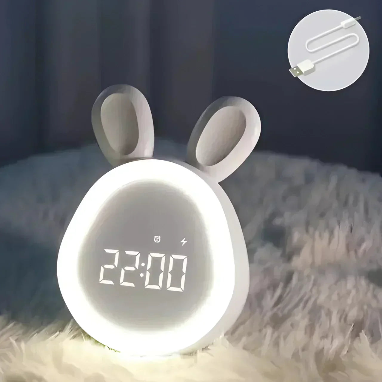 BrightPals Bunny Night Light With Built-In Clock USB Rechargeable For Kids | Temsk