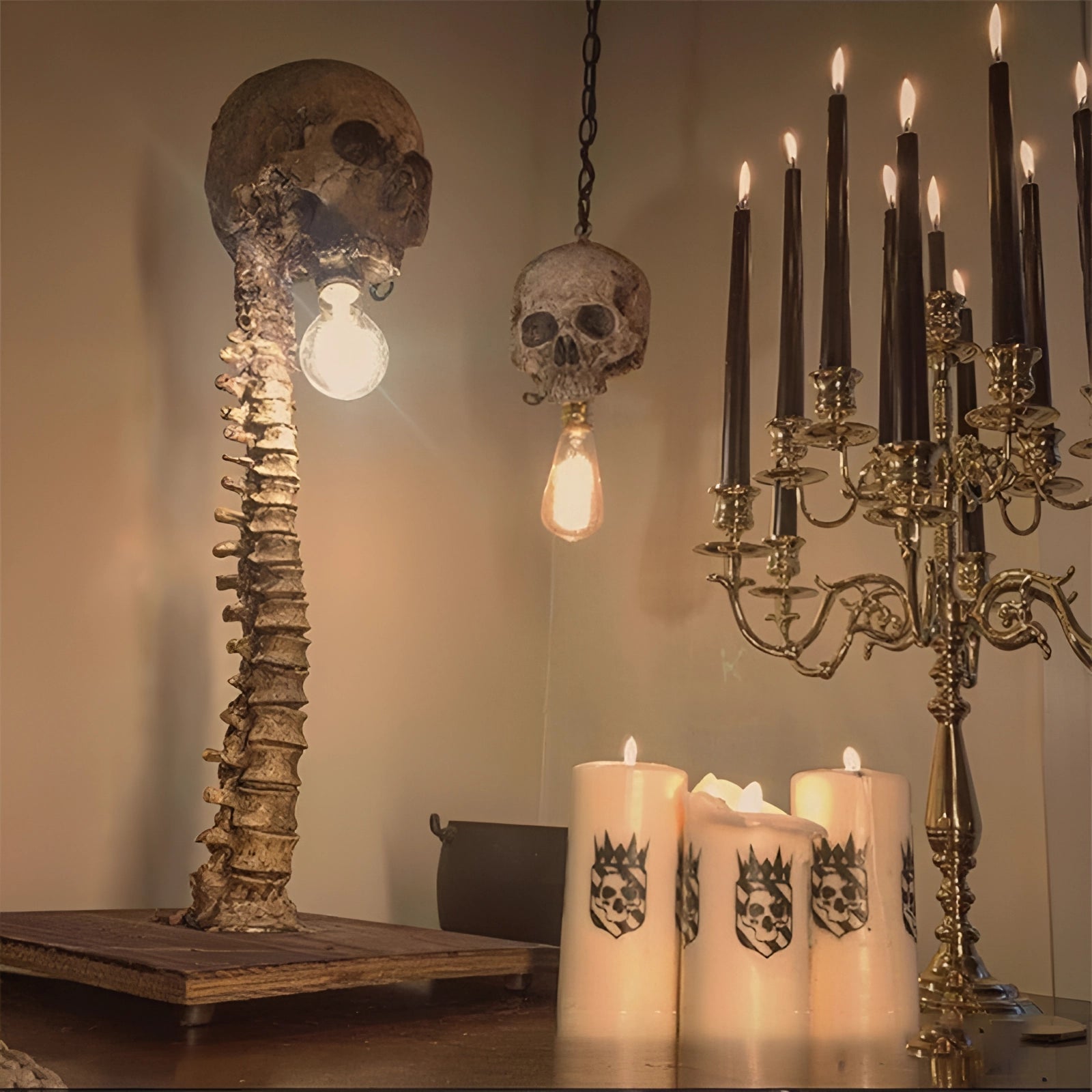Nightshade Spine And Skull Lamp For Spooky Home Decor | Temsk