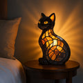 Cat Night Light With Stained Glass Style Table Lamp For Cozy Ambience | Temsk