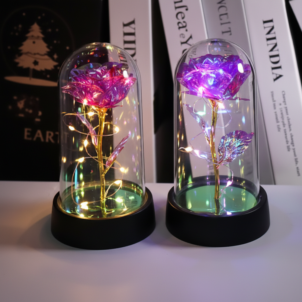 Rose Lamp LED Ambient Night Light With Clear Dome Display | Temsk
