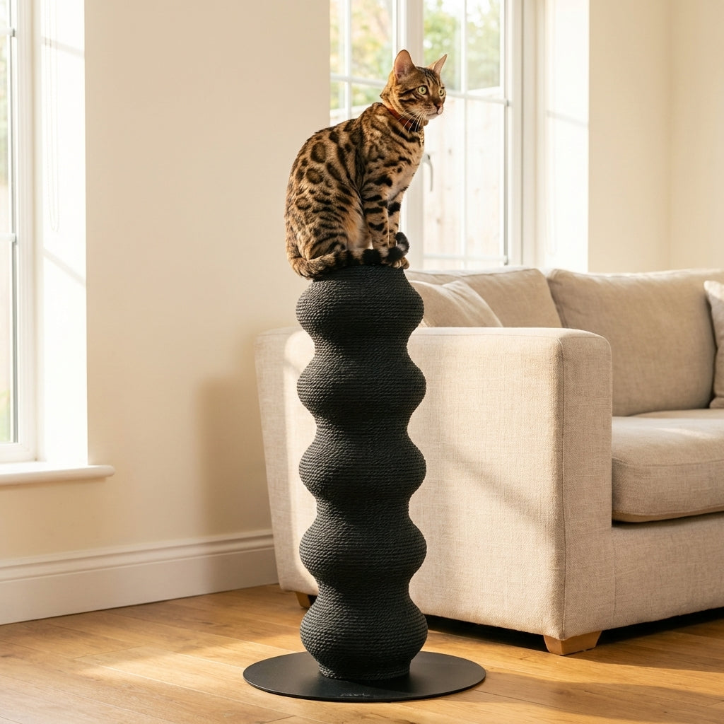 Tall Modular Cat Scratching Post With Paper Vine And Steel Base Height-Adjustable | Temsk