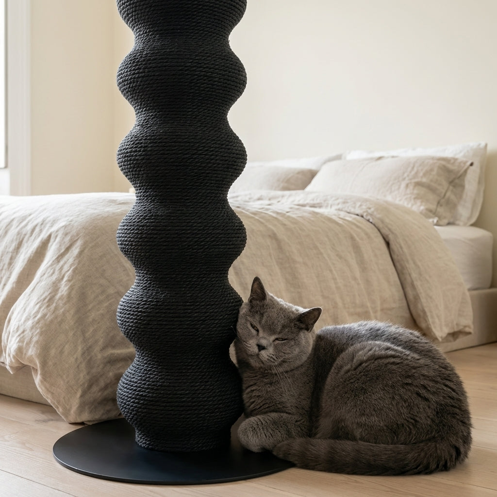 Tall Modular Cat Scratching Post With Paper Vine And Steel Base Height-Adjustable | Temsk