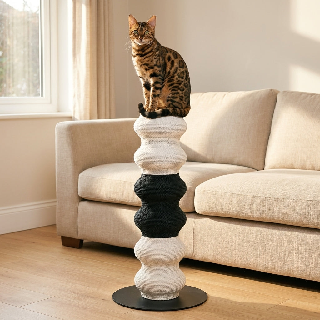 Tall Modular Cat Scratching Post With Paper Vine And Steel Base Height-Adjustable | Temsk