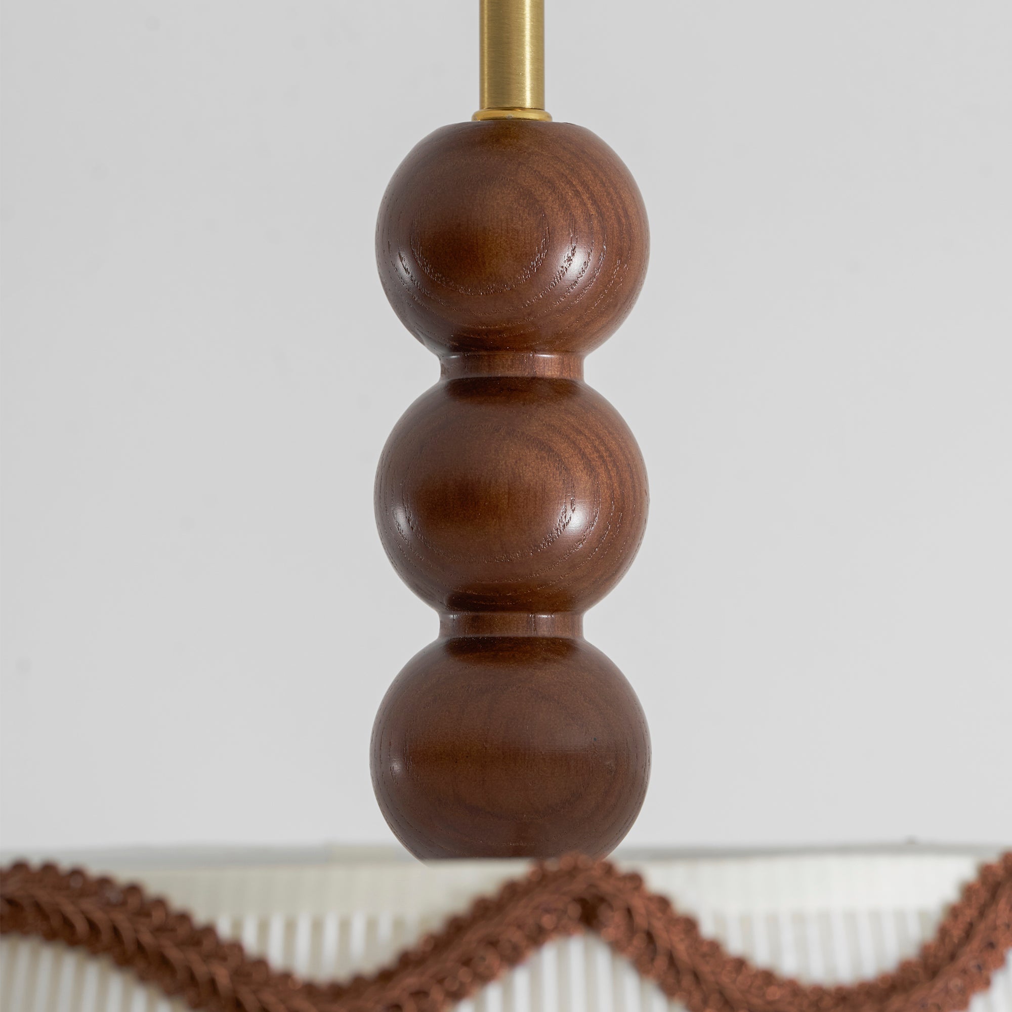 Vintage Cottage Ceiling Light With Pleated Shade And Beaded Wood Details | Temsk