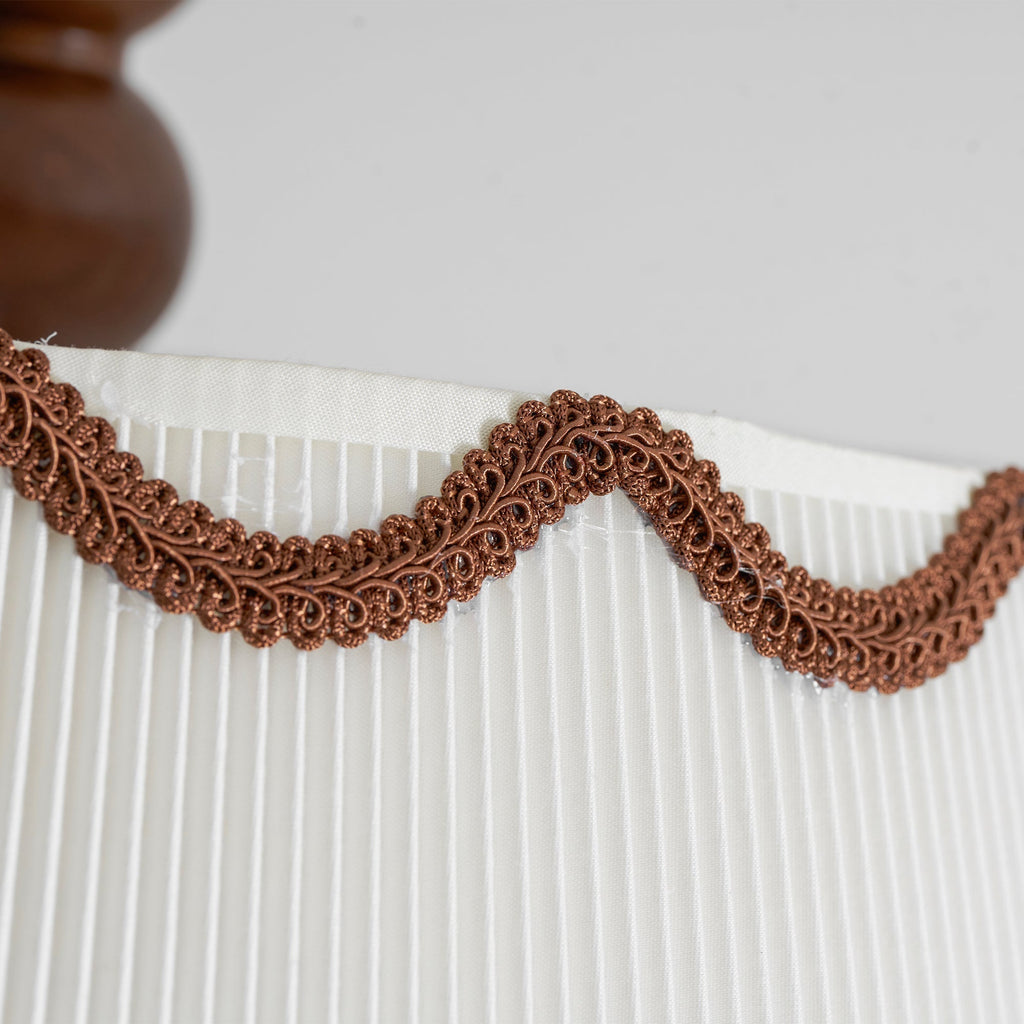 Vintage Cottage Ceiling Light With Pleated Shade And Beaded Wood Details | Temsk