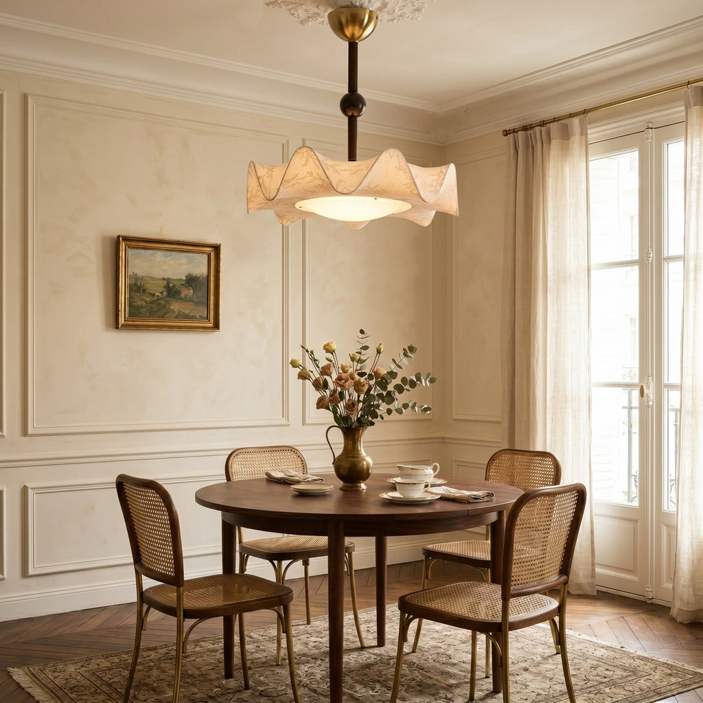 Walnut And Gold Floral LED Ceiling Light With Petal Design | Temsk
