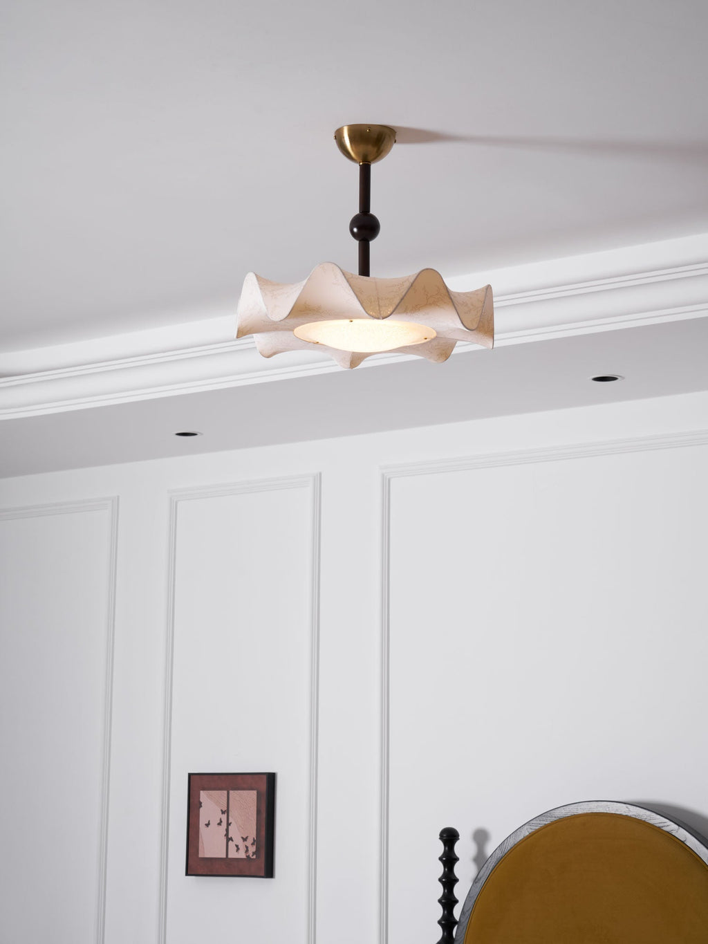 Walnut And Gold Floral LED Ceiling Light With Petal Design | Temsk