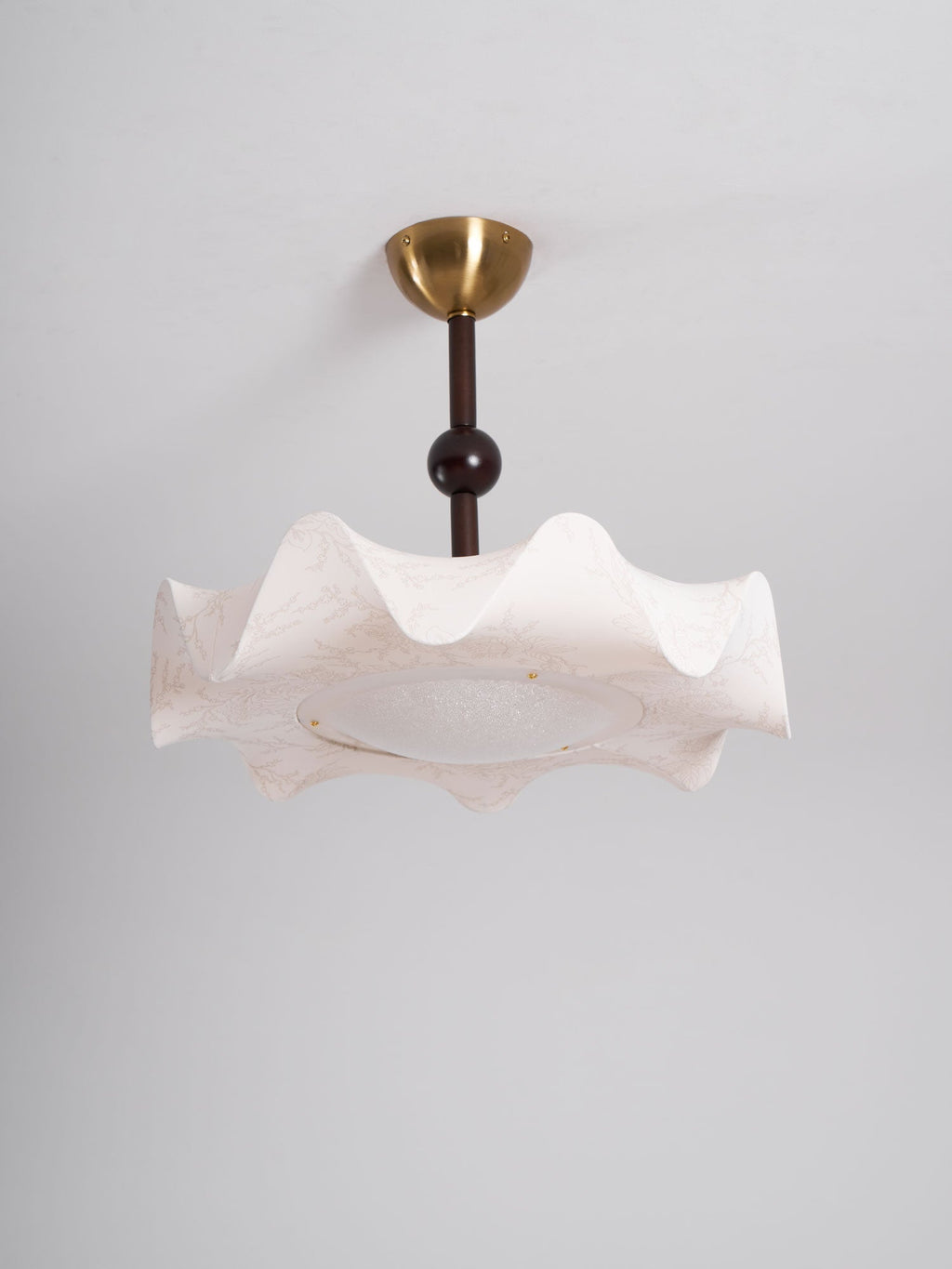 Walnut And Gold Floral LED Ceiling Light With Petal Design | Temsk