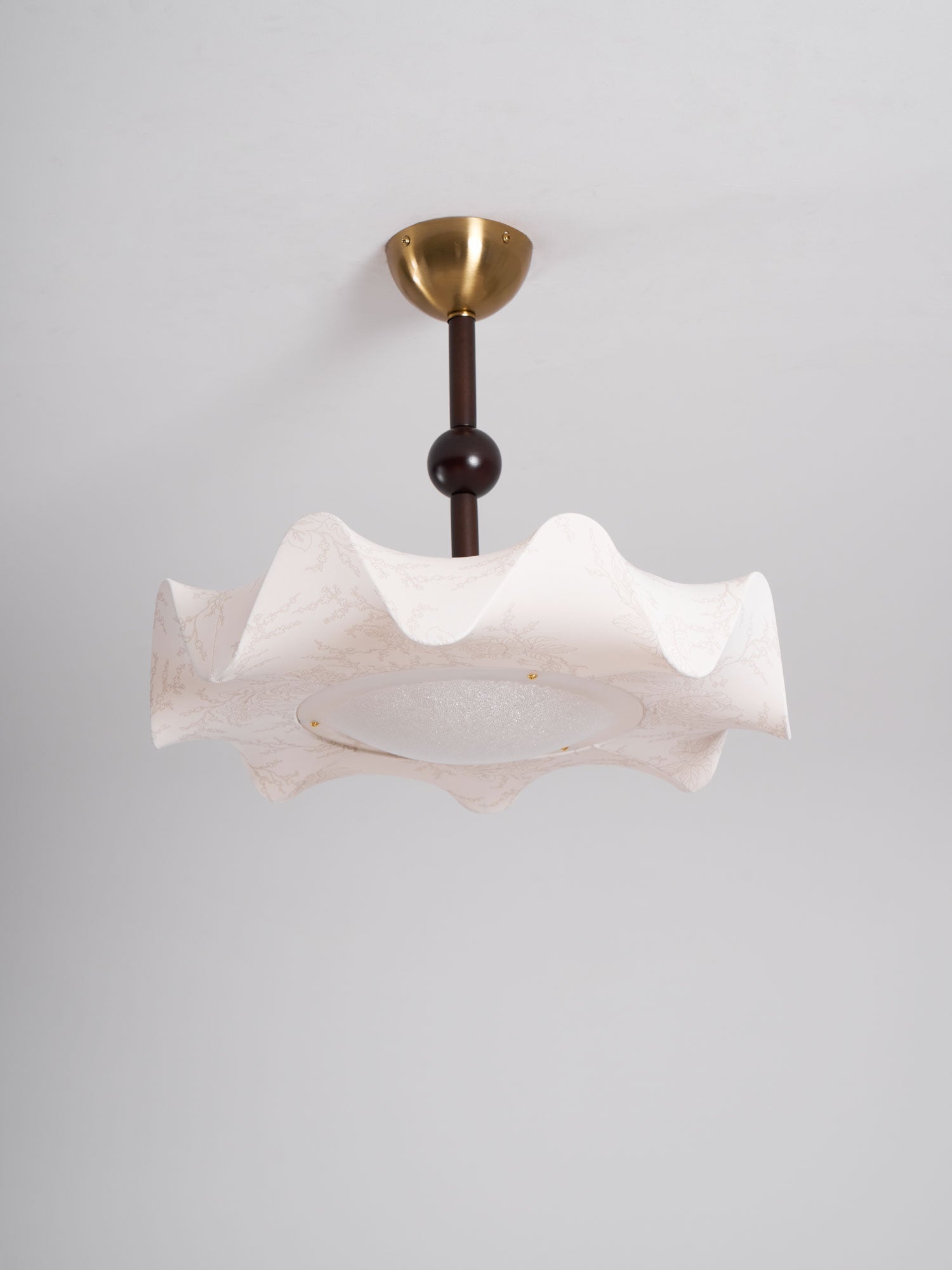 Walnut And Gold Floral LED Ceiling Light With Petal Design | Temsk