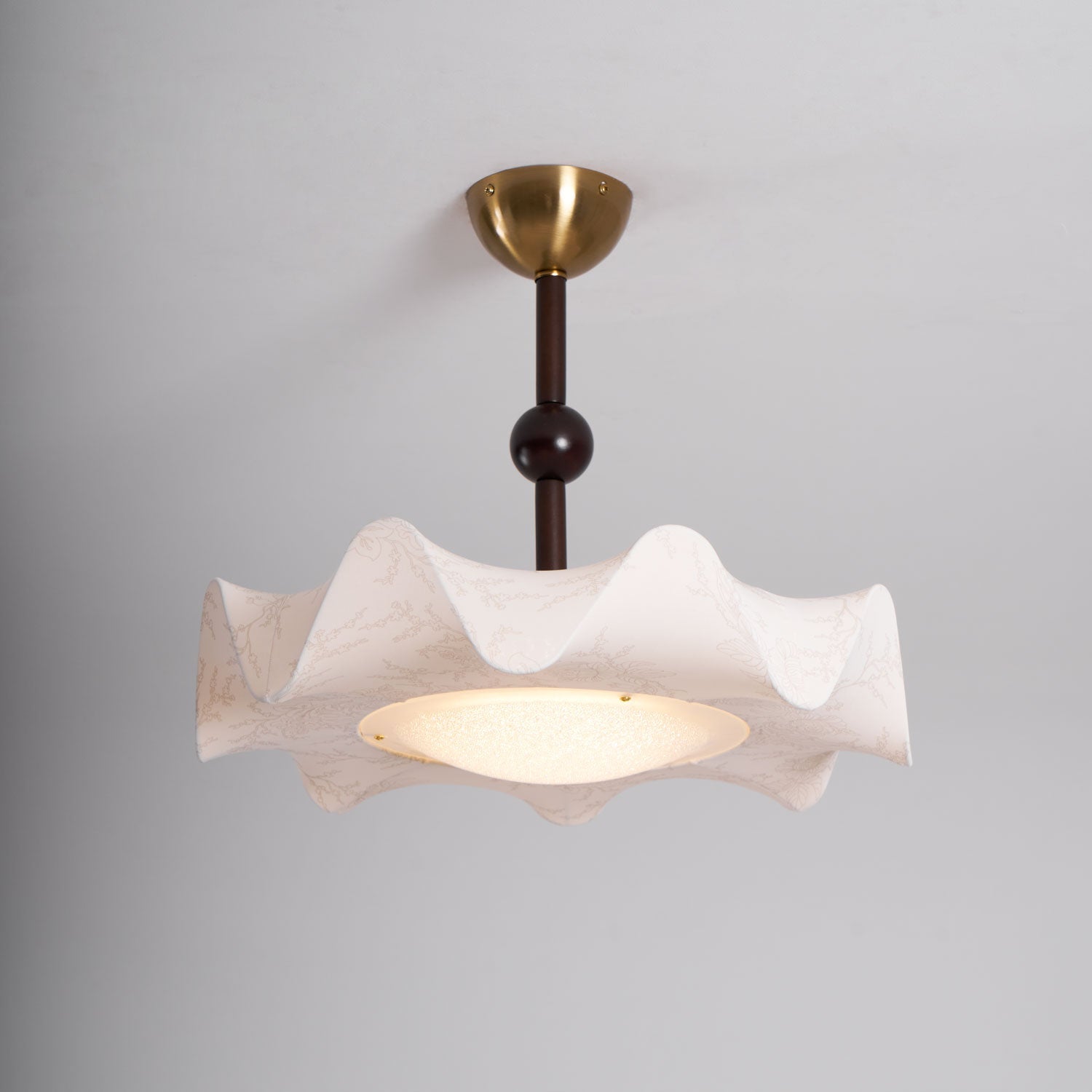 Walnut And Gold Floral LED Ceiling Light With Petal Design | Temsk