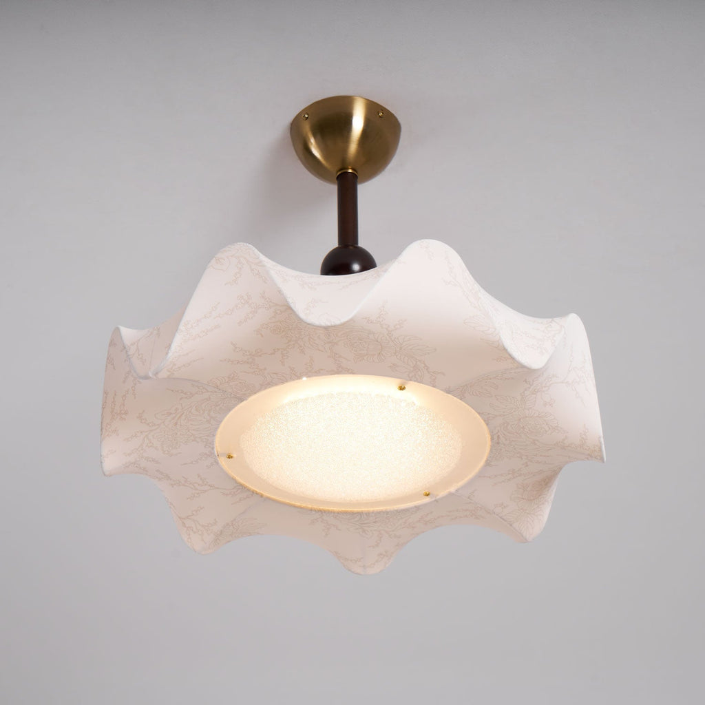 Walnut And Gold Floral LED Ceiling Light With Petal Design | Temsk