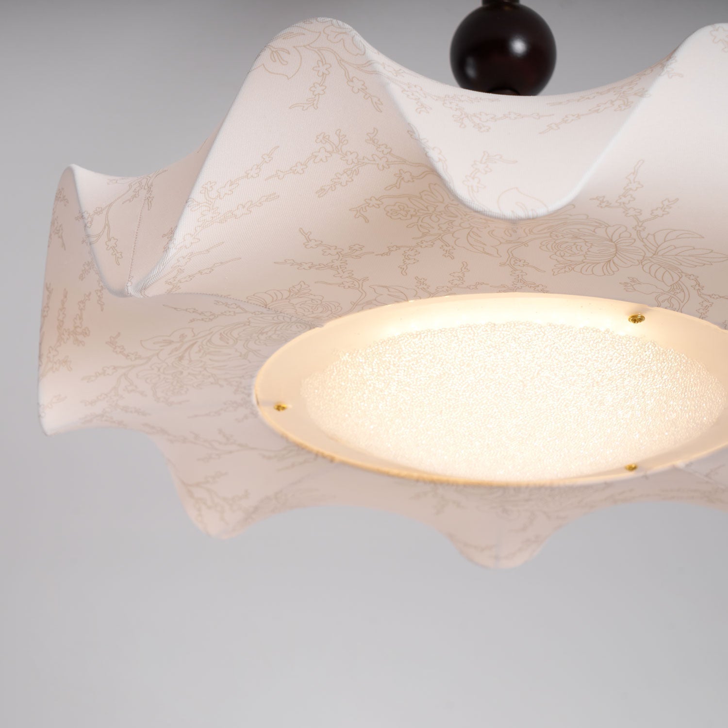 Walnut And Gold Floral LED Ceiling Light With Petal Design | Temsk