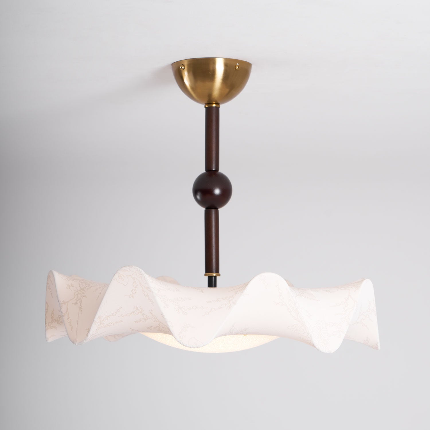 Walnut And Gold Floral LED Ceiling Light With Petal Design | Temsk