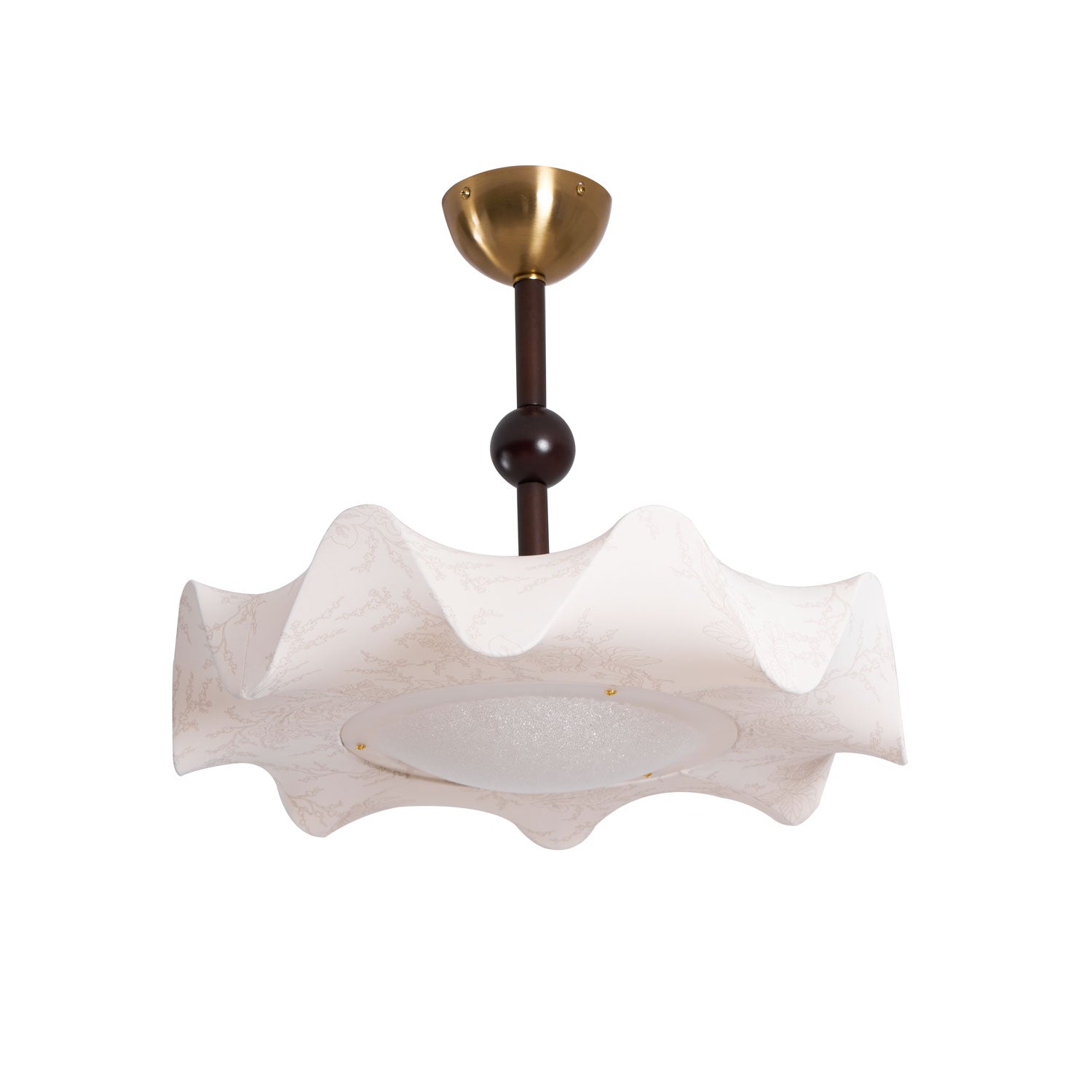 Walnut And Gold Floral LED Ceiling Light With Petal Design | Temsk