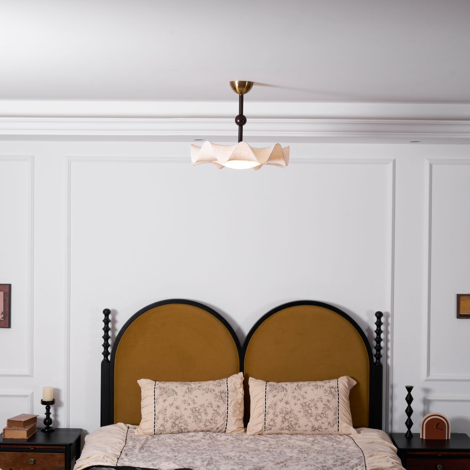 Walnut And Gold Floral LED Ceiling Light With Petal Design | Temsk