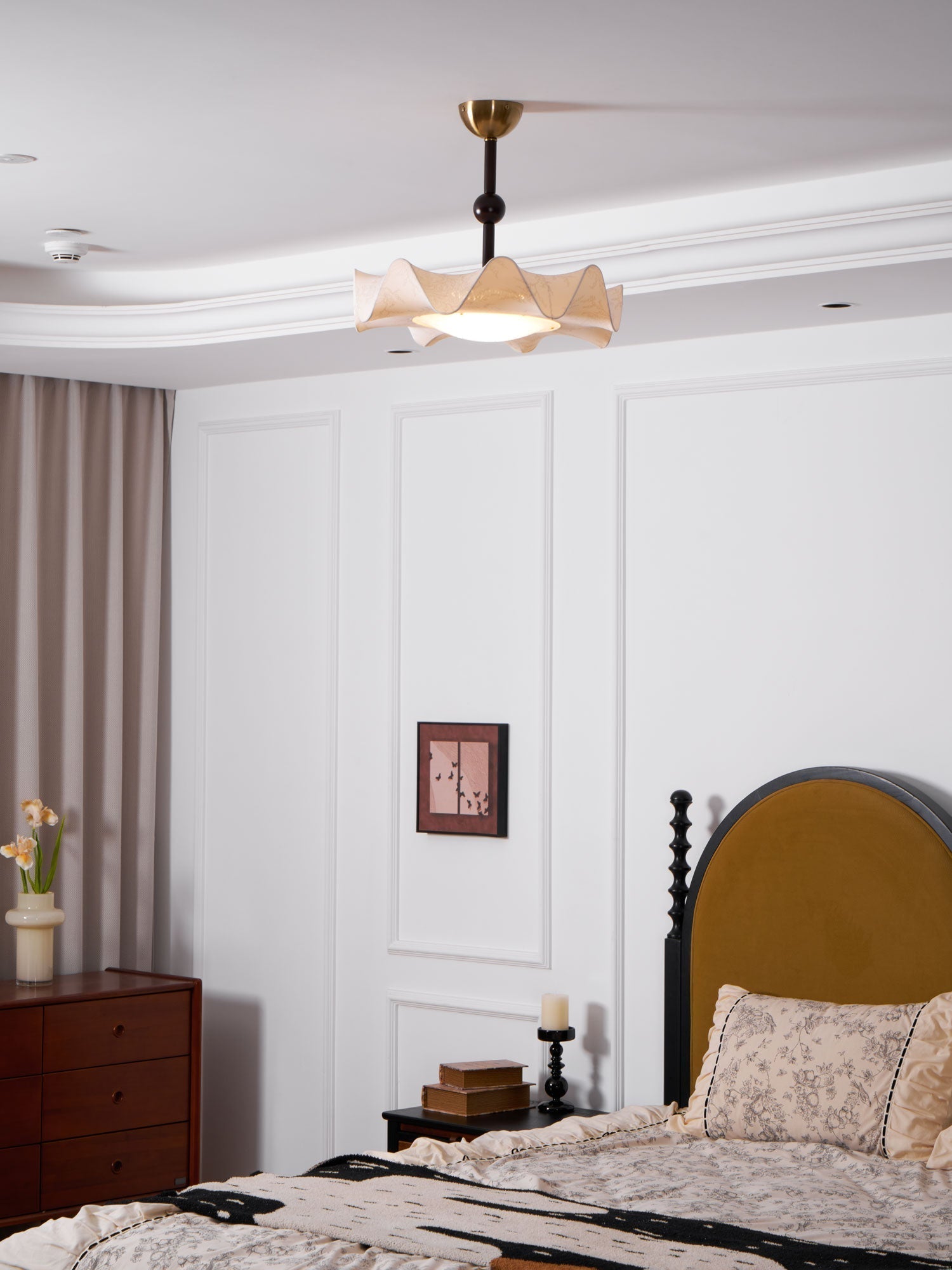 Walnut And Gold Floral LED Ceiling Light With Petal Design | Temsk