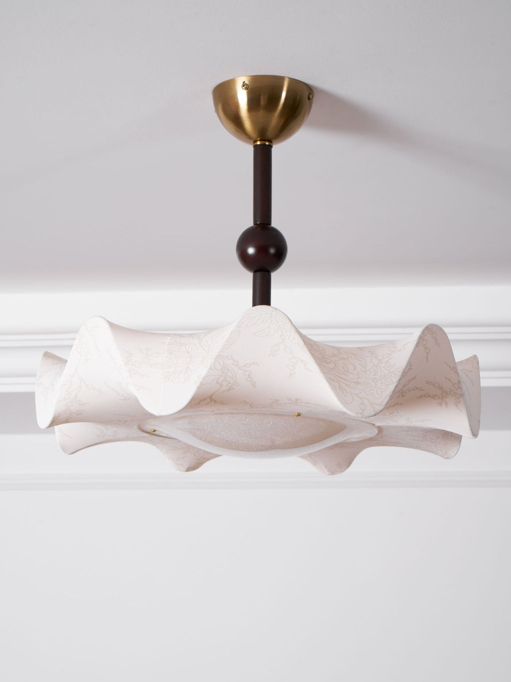 Walnut And Gold Floral LED Ceiling Light With Petal Design | Temsk