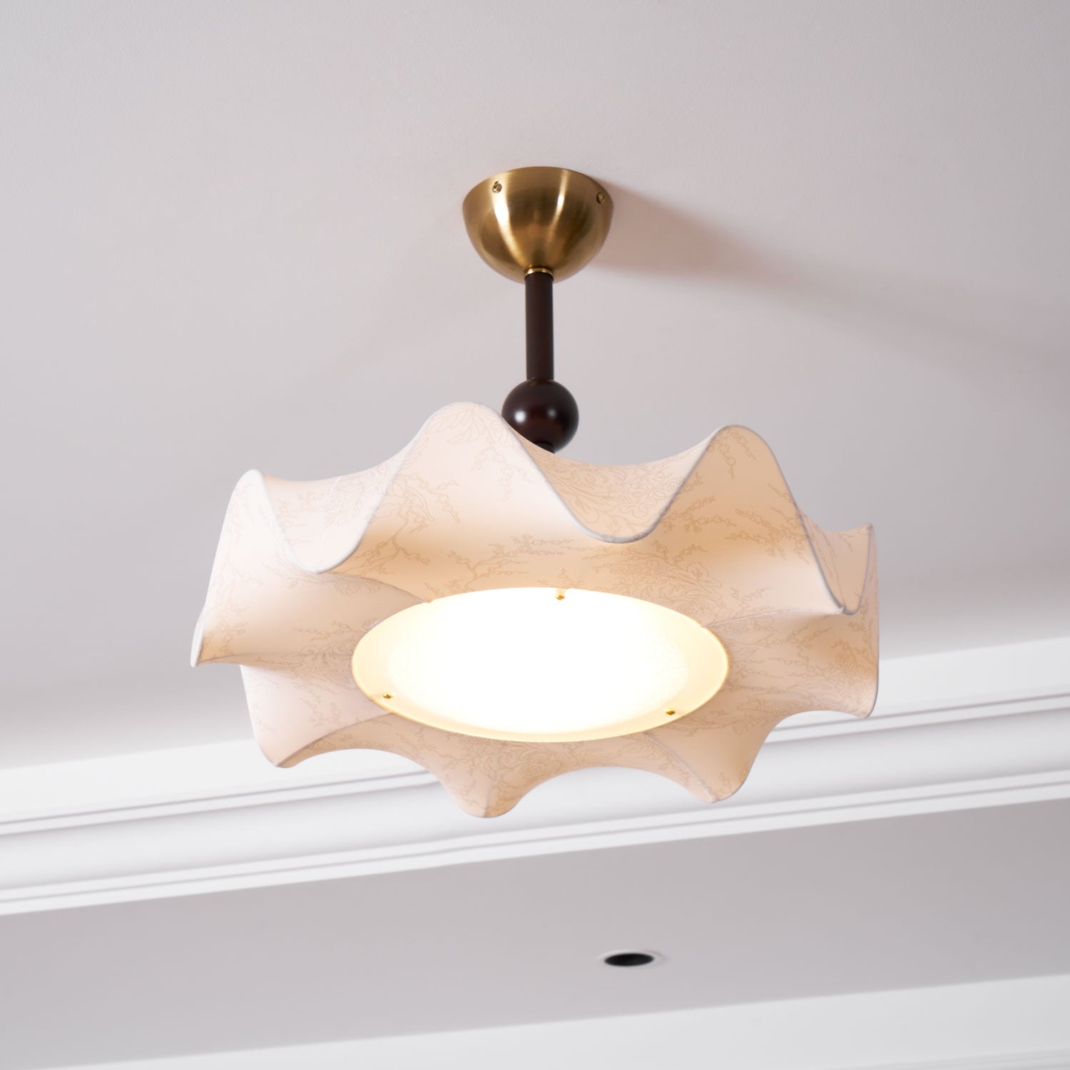 Walnut And Gold Floral LED Ceiling Light With Petal Design | Temsk