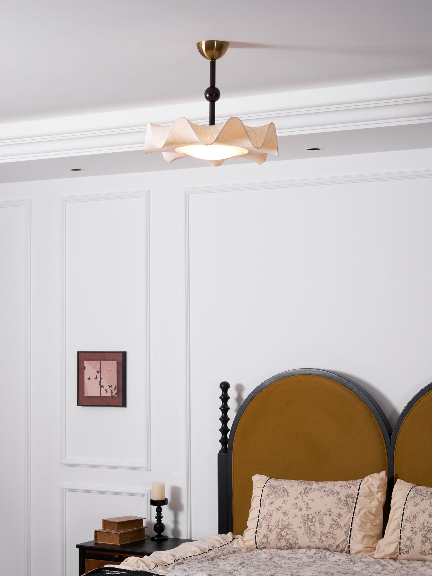 Walnut And Gold Floral LED Ceiling Light With Petal Design | Temsk