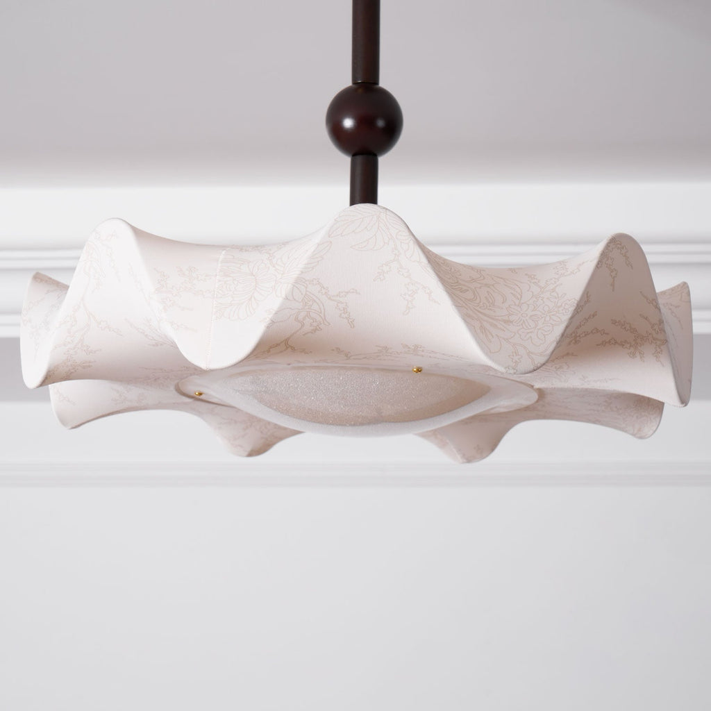 Walnut And Gold Floral LED Ceiling Light With Petal Design | Temsk