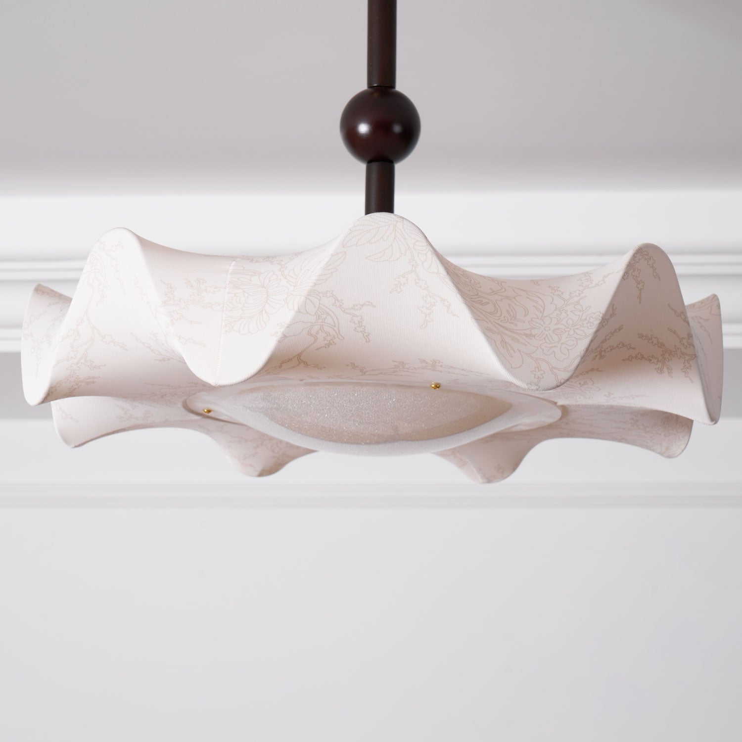 Walnut And Gold Floral LED Ceiling Light With Petal Design | Temsk