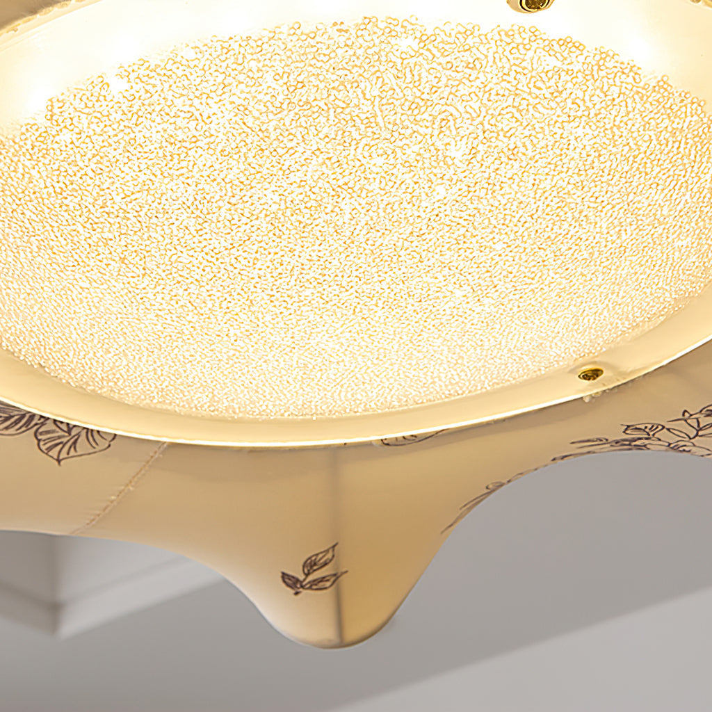 Walnut And Gold Floral LED Ceiling Light With Petal Design | Temsk