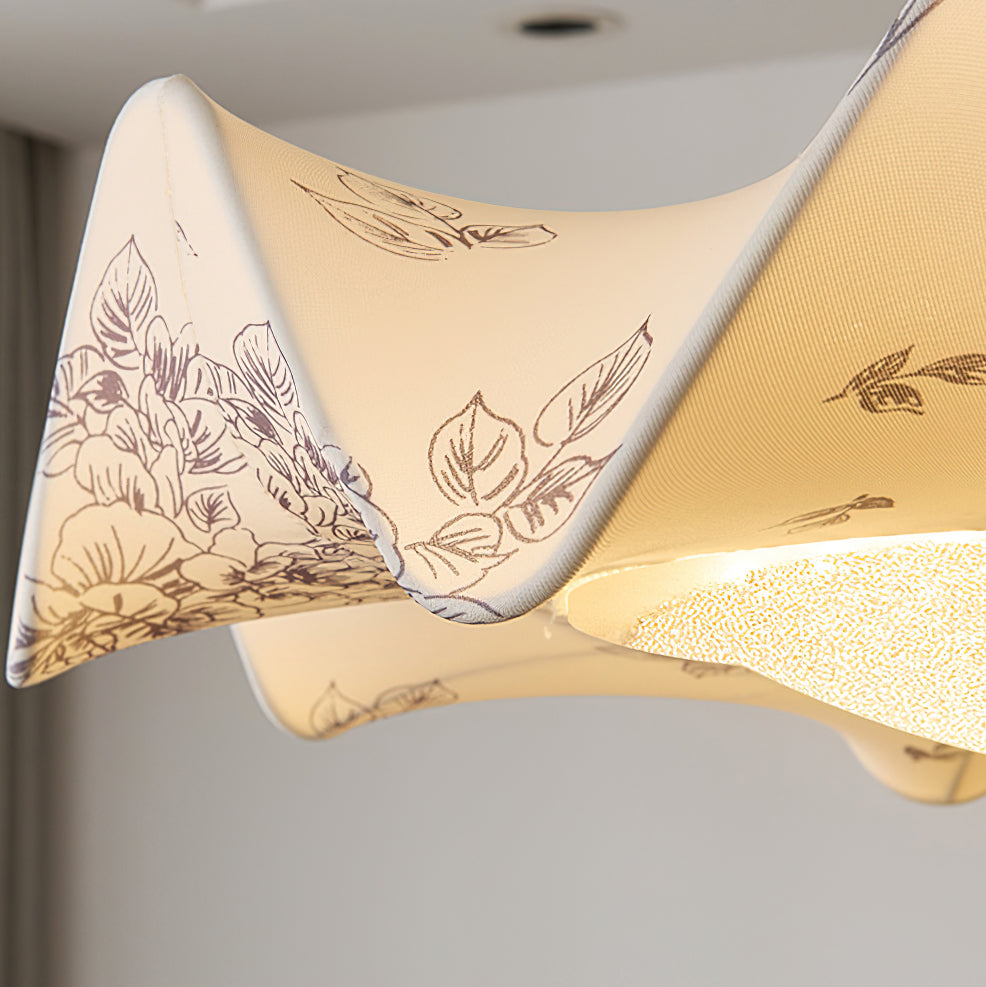 Walnut And Gold Floral LED Ceiling Light With Petal Design | Temsk