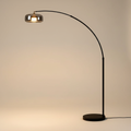 Nova Arc Floor Lamp In Black With Glass Shade For Living Room | Temsk