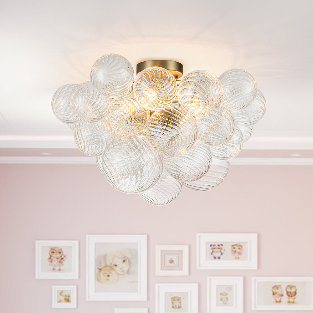 Three Glass Sphere Ceiling Light In Brass Finish For Bathroom And Living Room | Temsk