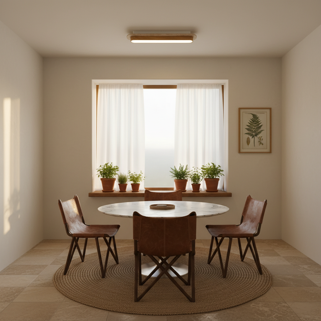AuroraStone Natural Stone Flush Mount Ceiling Light With Wood Finish Frame | Temsk