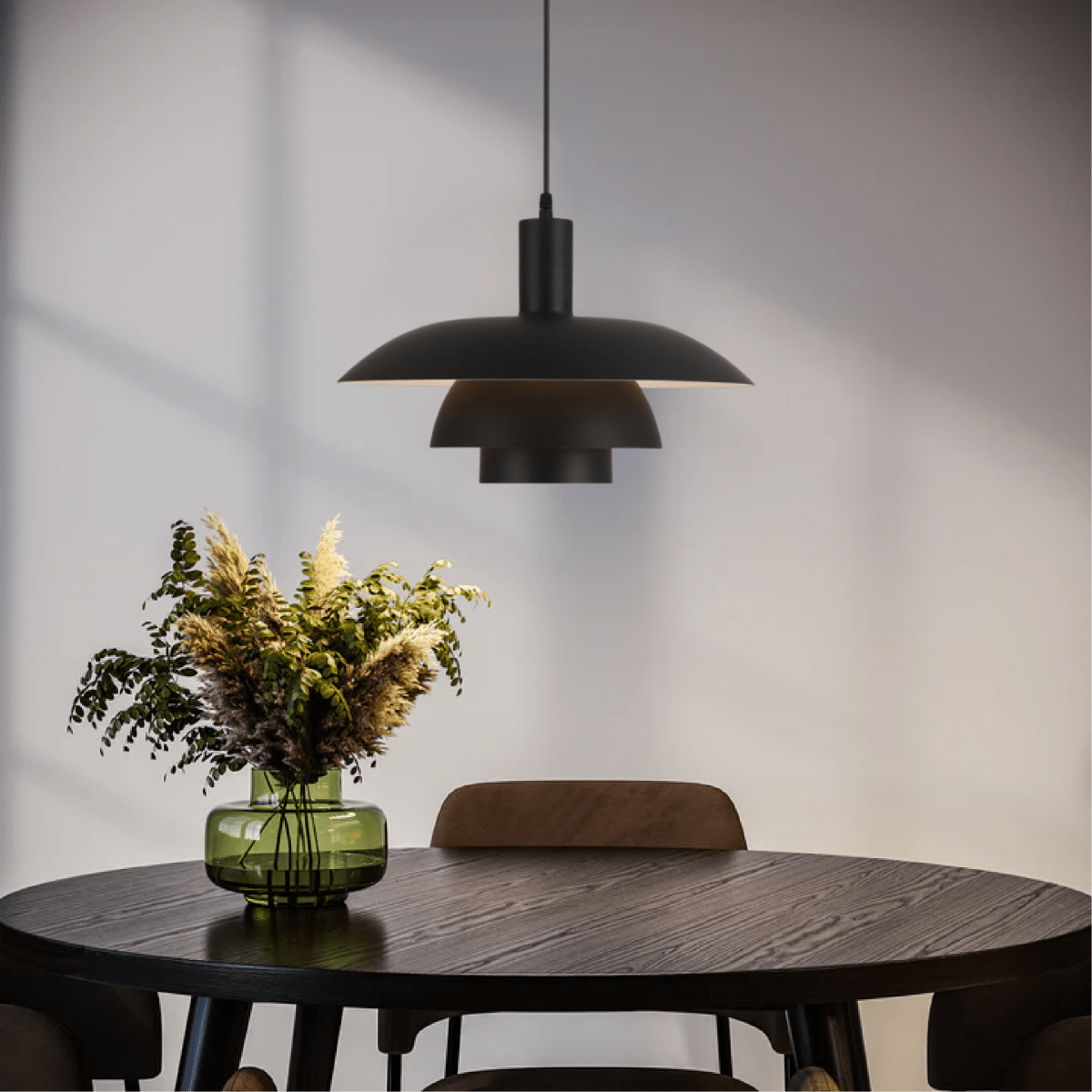 Modern Tiered Metal Shade Pendant Light, 12 Inch Diameter | Temsk