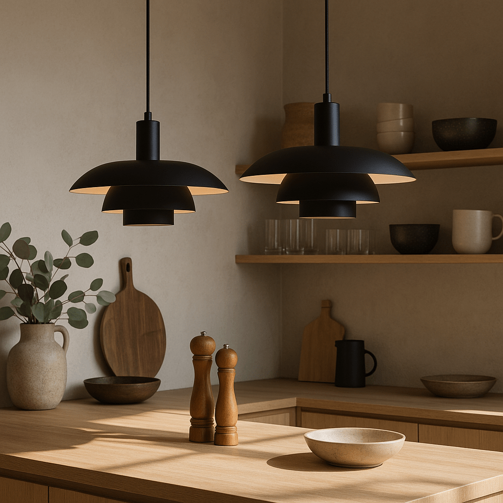 Modern Tiered Metal Shade Pendant Light, 12 Inch Diameter | Temsk