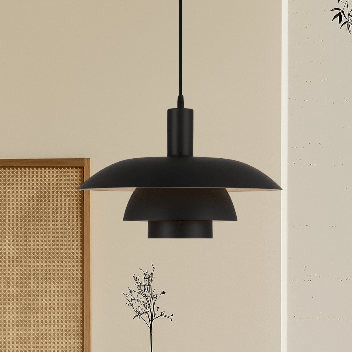 Modern Tiered Metal Shade Pendant Light, 12 Inch Diameter | Temsk