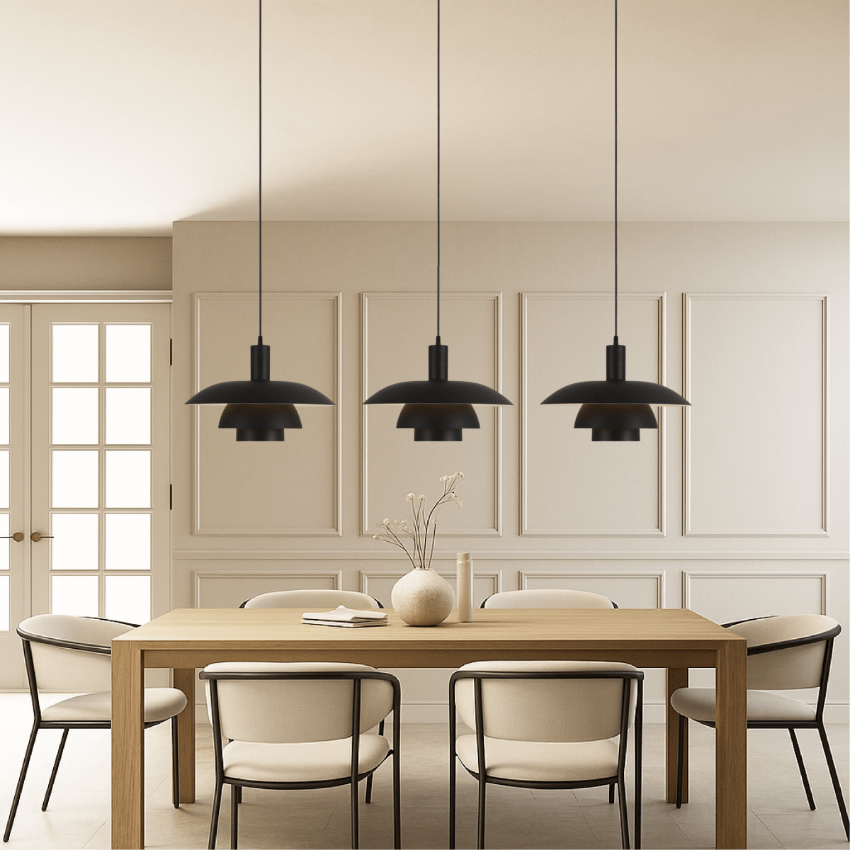Modern Tiered Metal Shade Pendant Light, 12 Inch Diameter | Temsk