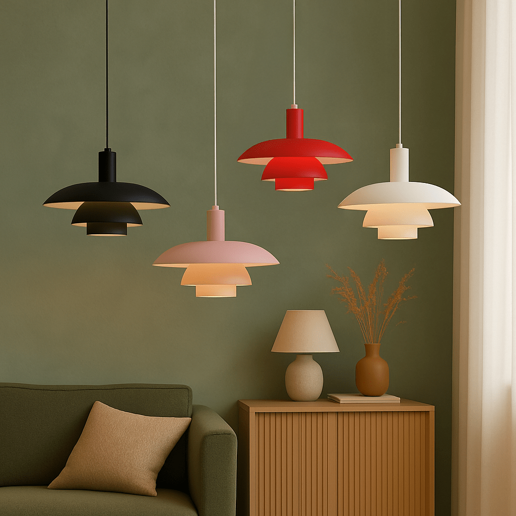 Modern Tiered Metal Shade Pendant Light, 12 Inch Diameter | Temsk