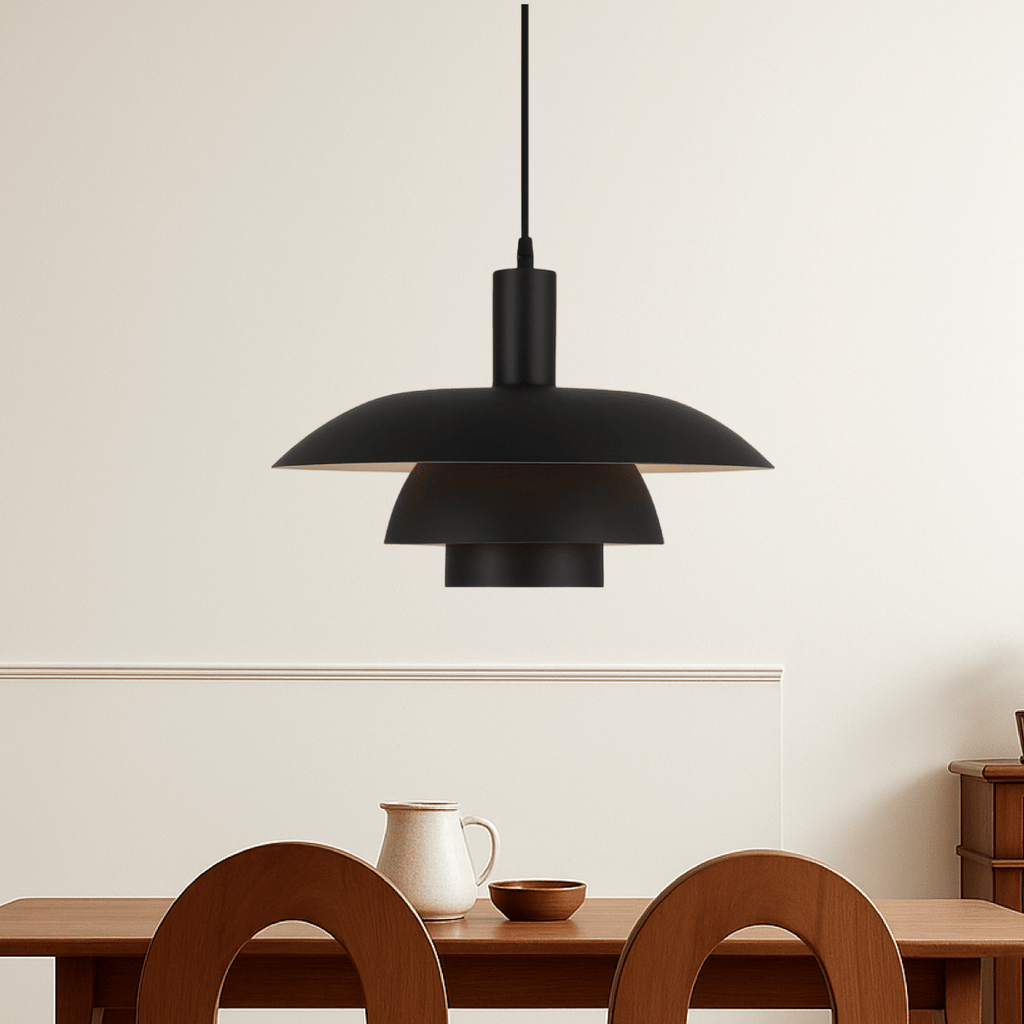 Modern Tiered Metal Shade Pendant Light, 12 Inch Diameter | Temsk