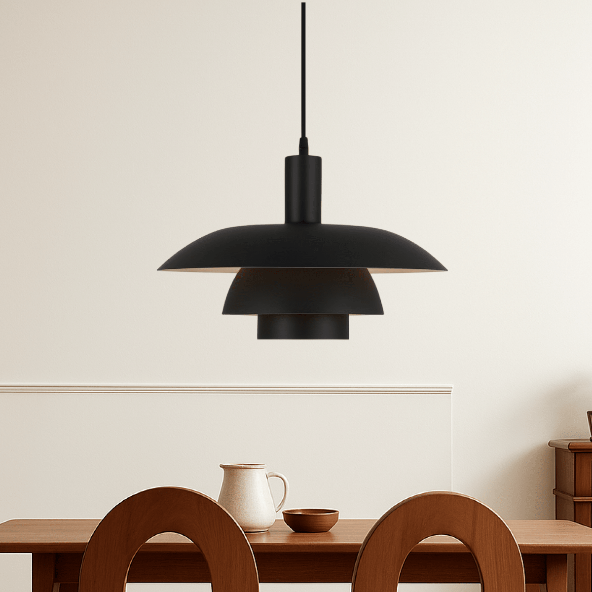 Modern Tiered Metal Shade Pendant Light, 12 Inch Diameter | Temsk