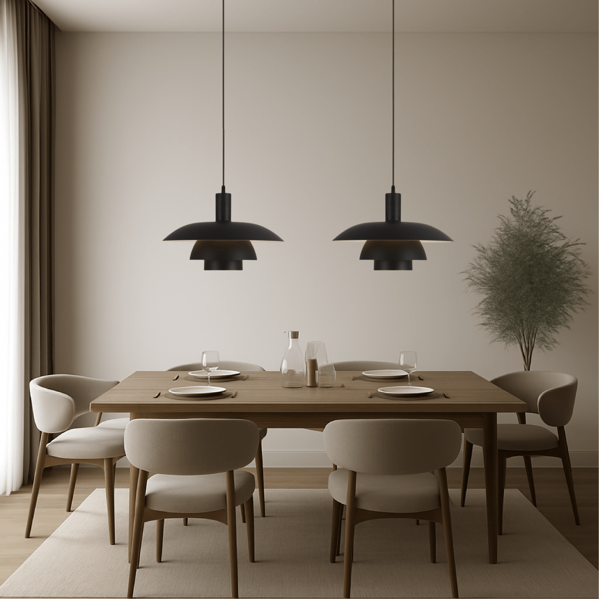 Modern Tiered Metal Shade Pendant Light, 12 Inch Diameter | Temsk
