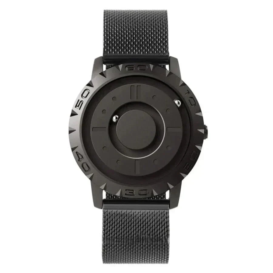 Magnet Ball Timepiece With Stainless Steel Case, Mesh Band, Futuristic Time Display | Temsk