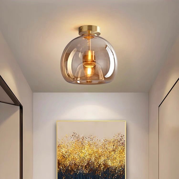 Semi-Flush Mount Ceiling Light Fixture With Tinted Glass Bowl | Temsk