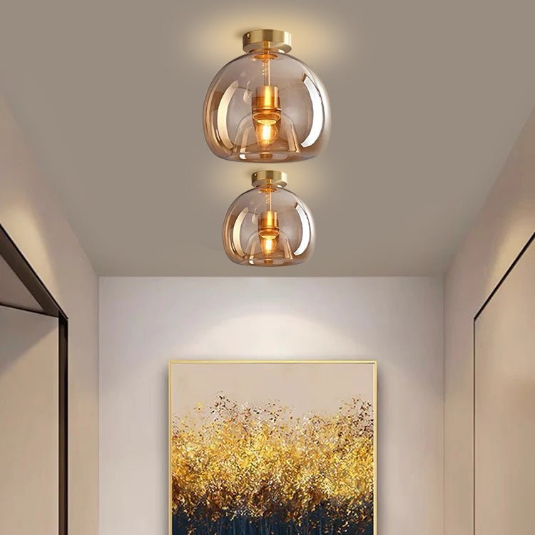 Semi-Flush Mount Ceiling Light Fixture With Tinted Glass Bowl | Temsk