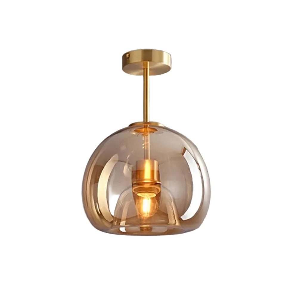 Semi-Flush Mount Ceiling Light Fixture With Tinted Glass Bowl | Temsk