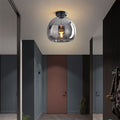 Semi-Flush Mount Ceiling Light Fixture With Tinted Glass Bowl | Temsk