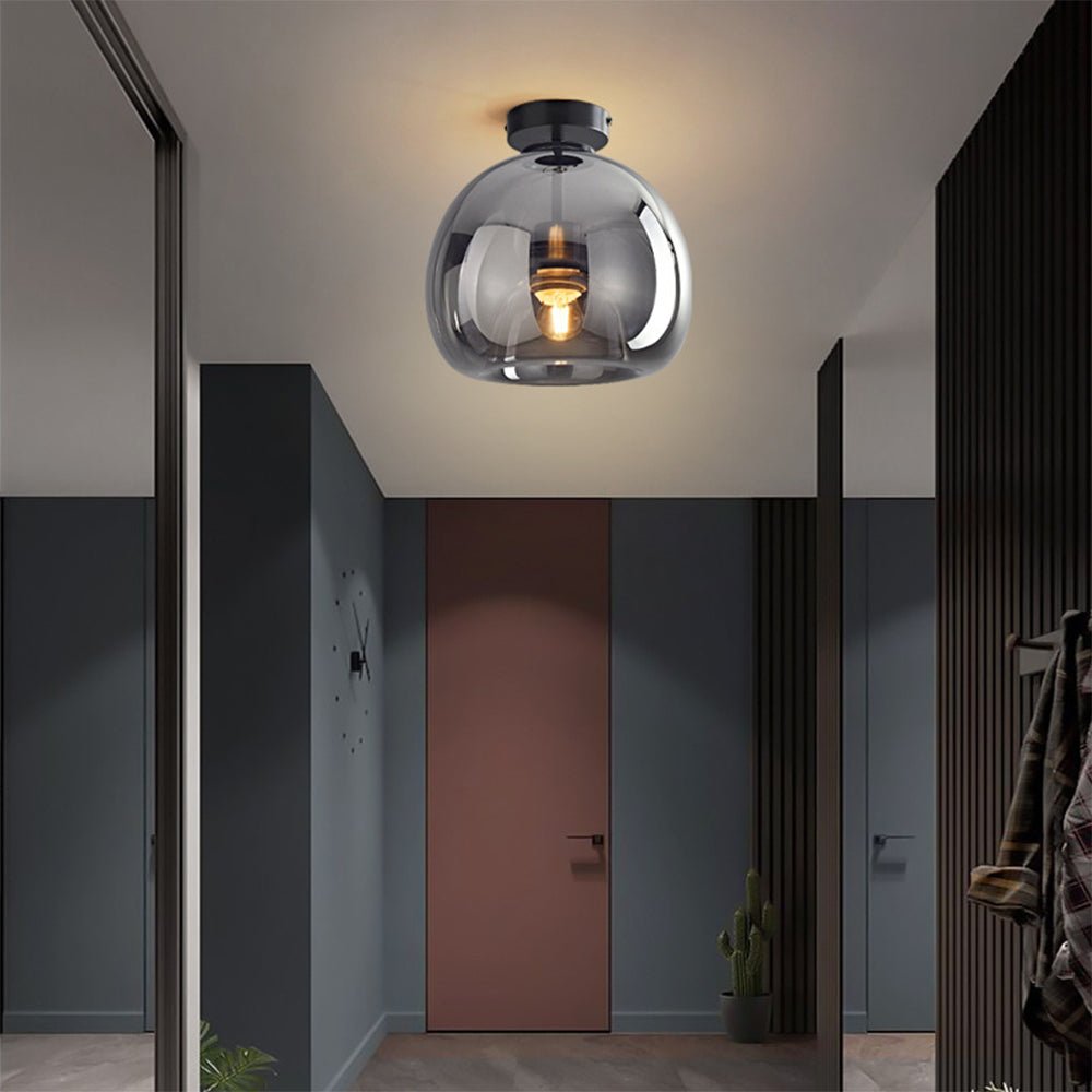 Semi-Flush Mount Ceiling Light Fixture With Tinted Glass Bowl | Temsk
